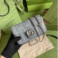 Pretty Style Gucci GG Marmont super mini bag 476433 Grey