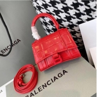 Cheapest Balenciaga WOMENS HOURGLASS MINI TOP HANDLE BAG M8000 RED