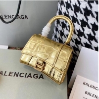 Well Crafted Balenciaga WOMENS HOURGLASS MINI TOP HANDLE BAG M8000 gold
