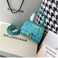 Top Quality Balenciaga WOMENS HOURGLASS MINI TOP HANDLE BAG M8000 light blue