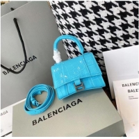 Good Taste Balenciaga WOMENS HOURGLASS MINI TOP HANDLE BAG M8000 sky blue