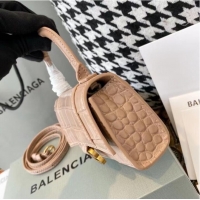 Unique Style Balenciaga WOMENS HOURGLASS MINI TOP HANDLE BAG M8000 apricot