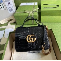 Wholesale Gucci GG Marmont crocodile mini top handle bag 547260 black
