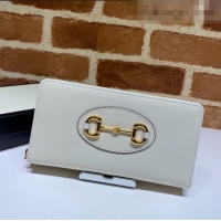 Cheapest Gucci Horsebit 1955 Leather Zip Around Wallet ‎621889 White 2021