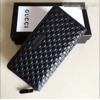 Cheapest Gucci GG Leather Zip Long Wallet 449396 Black 2021