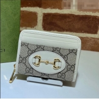 Good Looking Gucci Horsebit 1955 Card Case Wallet 658549 White 2021