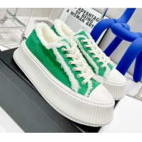 Top Quality Chanel Suede Wool Sneakers 111183 Green