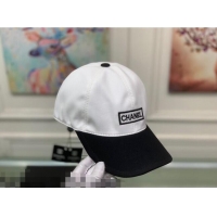 OUTLETS Chanel Canvas Baseball Hat C92835 White/Black 2021
