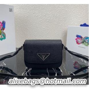 Top Quality Prada Saffiano Leather Identity shoulder Bag 1BD249 Black