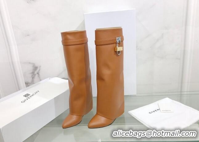 Grade Quality Givenchy Shark Lock Pant Boots in Smooth Box Calfskin Leather 130052 Brown