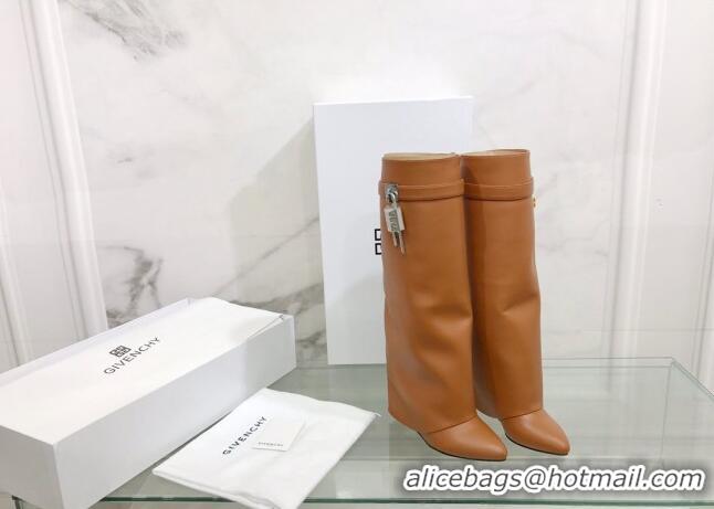Grade Quality Givenchy Shark Lock Pant Boots in Smooth Box Calfskin Leather 130052 Brown