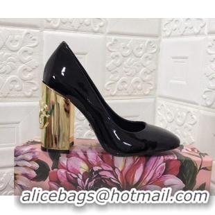 Discount Dolce & Gabbana DG Patent Leather Pumps 10.5cm 111339 Black/Gold
