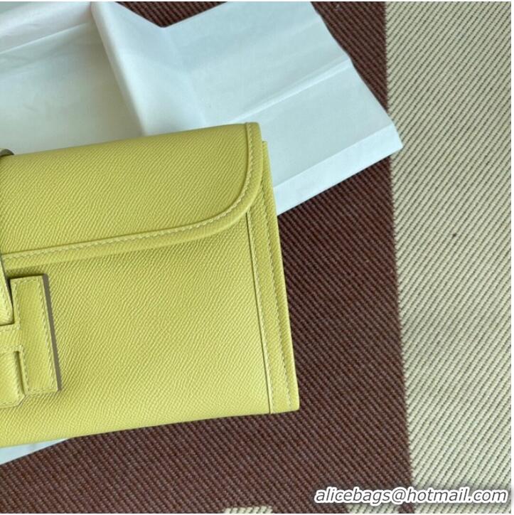 Fashion Grade Hermes Original Espom Leather Clutch 37088 lemon