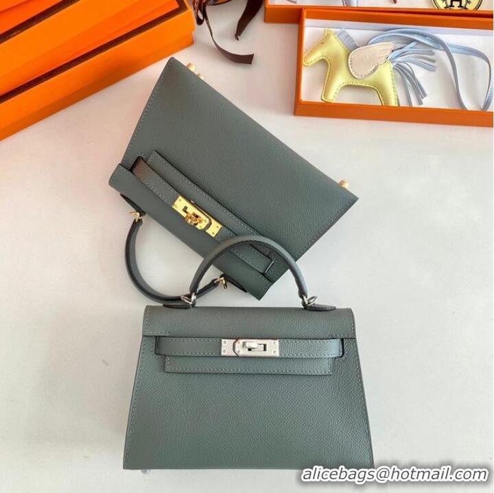 Cheapest Hermes Kelly 19cm Shoulder Bags Epsom Leather KL19 Gold hardware Almond green
