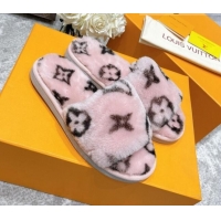 Grade Quality Louis Vuitton Monogram Wool Slide Sandals Pink 111760