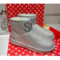 Fashion Louis Vuitton Supreme Crystal Wool Ankle Boots 1117102 Silver