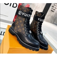 New Style Louis Vuitton Territory Flat Ankle Range Monogram Canvas Boots 111803 Brown