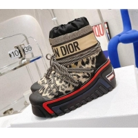 Stylish Dior Dioralps Snow Ankle Short Boots in Beige Multicolor Mizza Shiny Nylon 111557