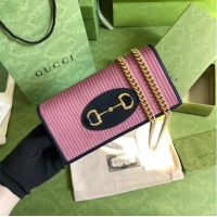 Buy Discount Gucci Horsebit 1955 chain wallet 621892 pink