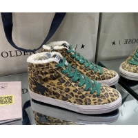 Low Cost Golden Goose Francy Sneakers in Leopard Print Suede with Shearling Lining 105074