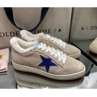 Discount Design Golden Goose Ball Star Sneakers in Khaki Suede With Shearling Lining 105086
