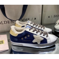Low Price Golden Goose Super-Star Sneakers in Blue Demin and Shearling Lining 105090