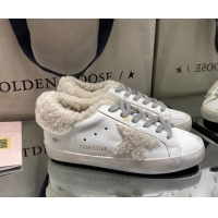 Luxurious Golden Goose Super-Star Sneakers in White Leather With Shearling Lining 105096