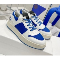 Popular Style Jimmy Choo Lycra White Calfskin and Canvas Sneakers 11668 Blue