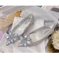 Low Price Jimmy Choo Crystal Ballerinas Flat Silver 111680