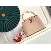 Luxury Cheap Louis Vuitton CAPUCINES BB M59266 Eggshell&Lie de Vin Red