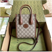 Classic Gucci Mini tote bag with Interlocking G 671623 Brown
