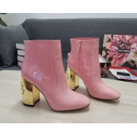 Affordable Price Dolce & Gabbana DG Patent Leather Ankle Short Boots 10.5cm Pink/Gold 111336