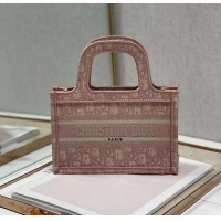 High Quality DIOR BOOK mini TOTE Embroidery C1783-2 pink