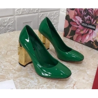Trendy Design Dolce & Gabbana DG Patent Leather Pumps 10.5cm 111339 Green/Gold