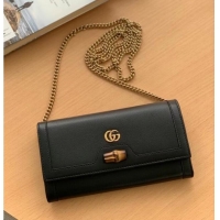Well Crafted Gucci Diana chain wallet with bamboo 658243 black