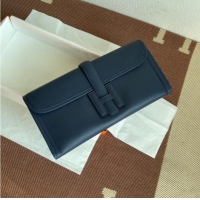 Promotional Hermes Original jige swift Leather Clutch 37088 Sapphire blue