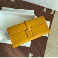 Good Product Hermes Original jige swift Leather Clutch 37088 yellow