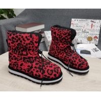 Cute Dolce & Gabbana DG Leopard Print Down Snow Ankle Boots 121516 Red