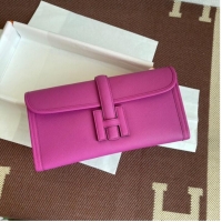 Stylish Hermes Original Espom Leather Clutch 37088 plum blossom