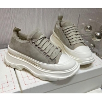 Cheap Design Alexander Mcqueen Suede and Wool Low-Top Sneaker Grey 111832
