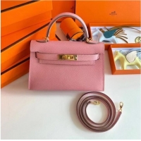 Good Taste Hermes Kelly 19cm Shoulder Bags Epsom Leather KL19 Gold hardware pink