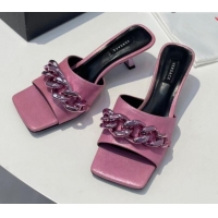 Most Popular Versace Calfskin Chain Slide Sandals 6.5cm 071236 Pink