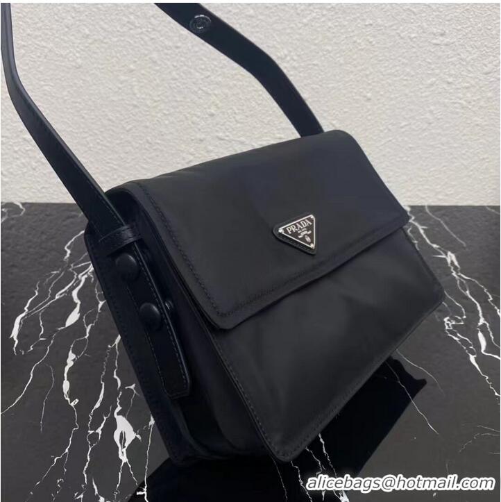 Popular Style Prada Re-Nylon and nappa leather shoulder bag 1BM313 black
