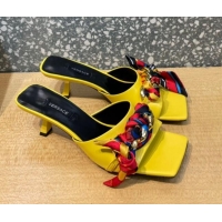 Top Quality Versace Lambskin Heel Slide Sandals 5.5cm 121729 Yellow