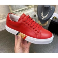 Most Popular Burberry Check Calfskin Low-top Sneakers 030929 Red