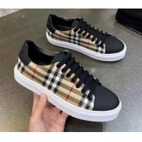 New Design Burberry Check Calfskin Low-top Sneakers 030932 Black