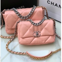 Buy Classic CHANEL Lambskin 19 Flap Bag AS1160 AS1161 light pink