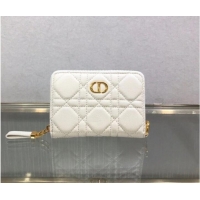 Low Cost LADY DIOR LOTUS WALLET CANNAGE LAMBSKIN S502 white