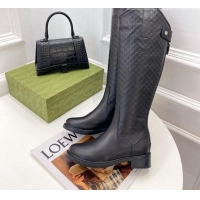 Pretty Style Gucci Leather High Boots 4cm 121434 Black