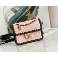 Good Product Chanel 22C New Woven Piping Square Original Leather Bag AS2495 PINK